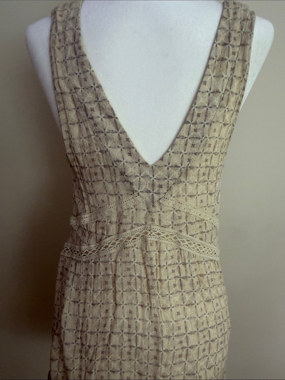 Free People Beige Crochet V-Neck Swing Dress - Picture 7 of 10
